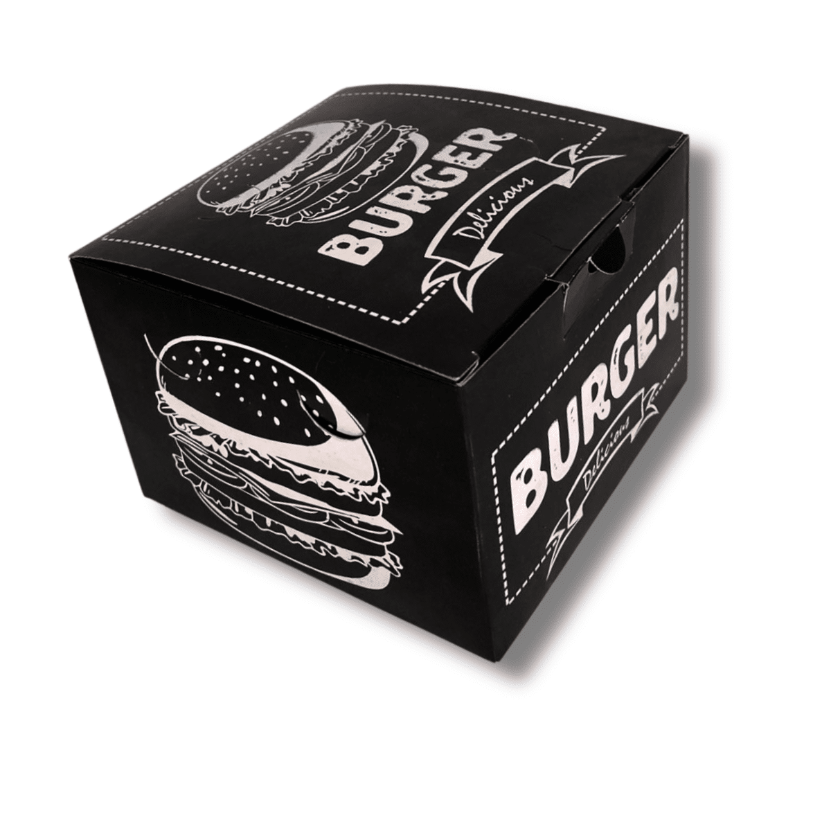 cxhamburguerh-8 Caixa de Hambúrguer Artesanal Box Black- 8cm de altura -50un - Imagem 1