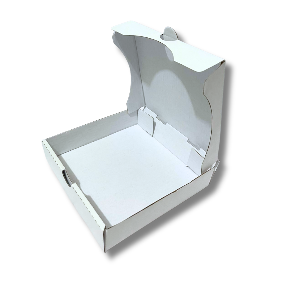 10c3ee8fd6ea4bfeb202ec3b54662e45.png Caixa para Esfiha de 15cm Branca - 15x15x3,5cm - 25un - Imagem 1